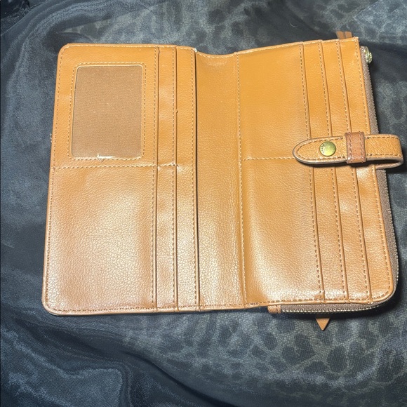 Fossil Fiona wallet camel brown envelope style multi compartment women’s wallet - Picture 5 of 14